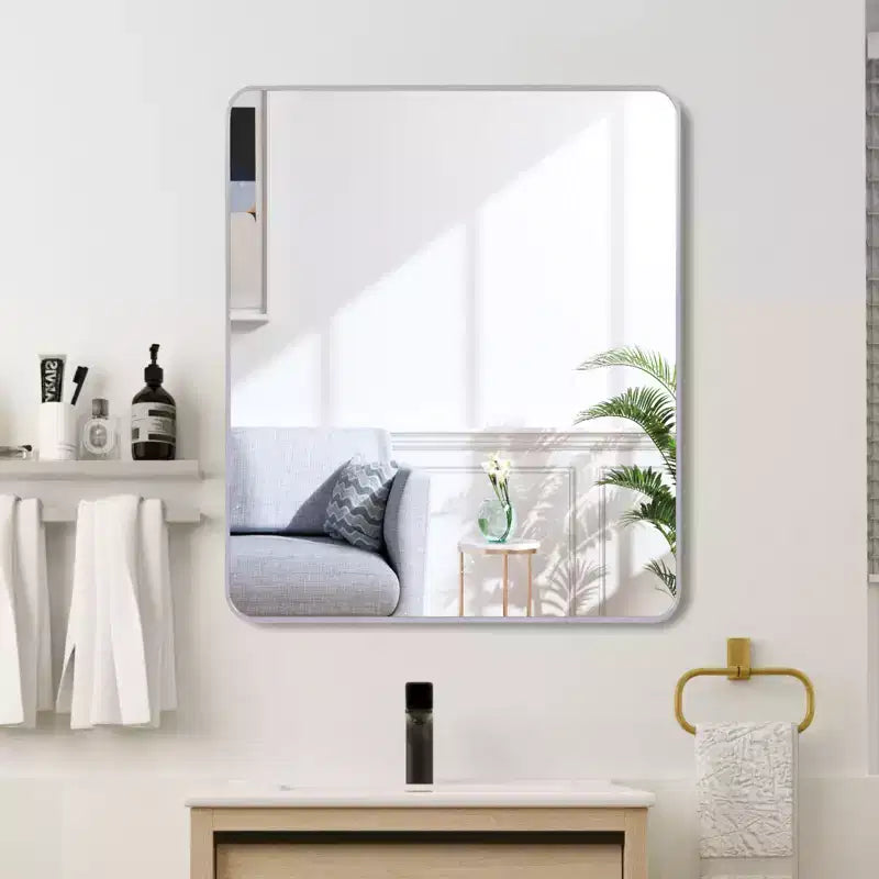 Specchio da Parete Quadrato – Oro/Argento, Cornice Metallica, 30" o 36", Singolo