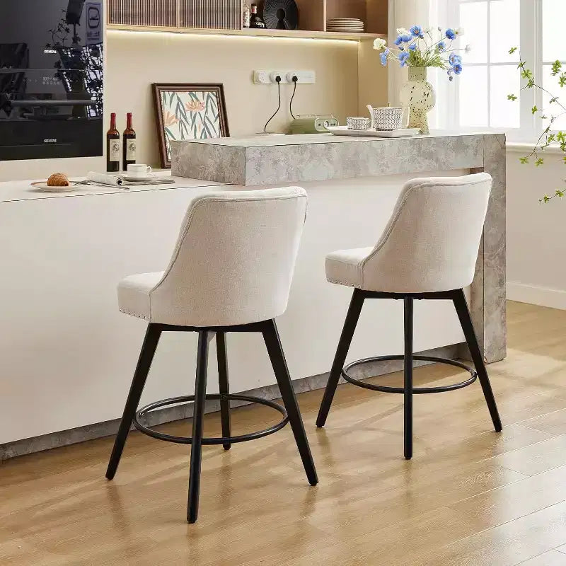 Sedia da pranzo in rattan imbottita in tessuto, stile bohémien, nessun assemblaggio richiesto, bianco/naturale