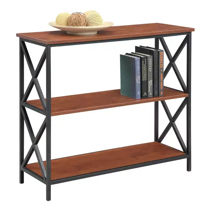 Libreria a 4 ripiani, Scaffale aperto – Nero / Ciliegio Nero / Marrone