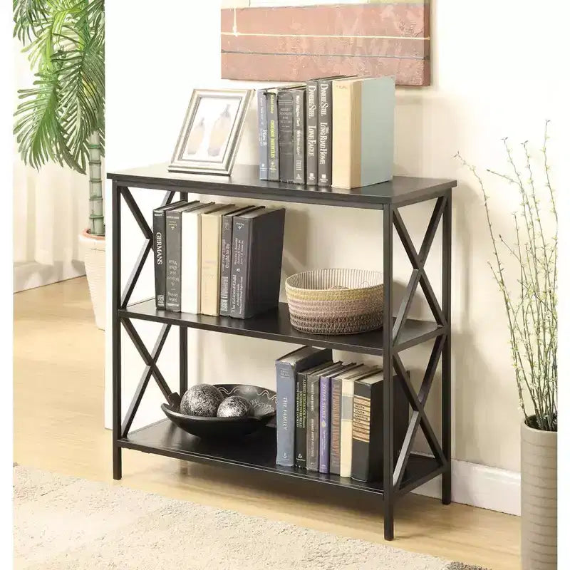 Libreria a 4 ripiani, Scaffale aperto – Nero / Ciliegio Nero / Marrone