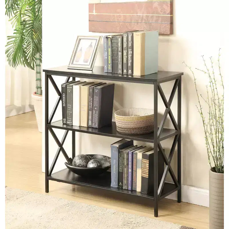 Libreria a 4 ripiani, Scaffale aperto – Nero / Ciliegio Nero / Marrone