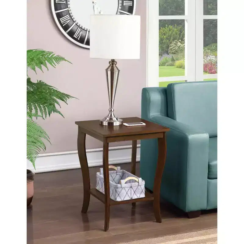 Tavolino con Piano Quadrato in Legno Nero / Espresso / Bianco – 1 Pezzo