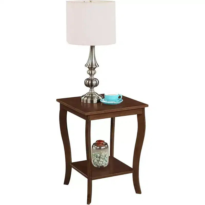 Tavolino con Piano Quadrato in Legno Nero / Espresso / Bianco – 1 Pezzo