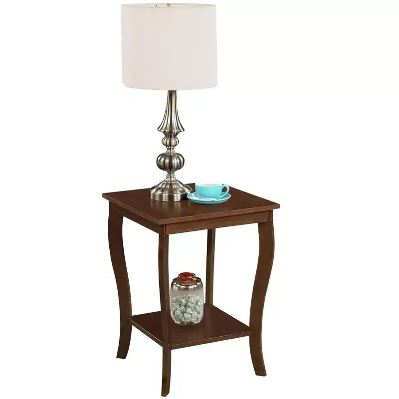 Tavolino con Piano Quadrato in Legno Nero / Espresso / Bianco – 1 Pezzo