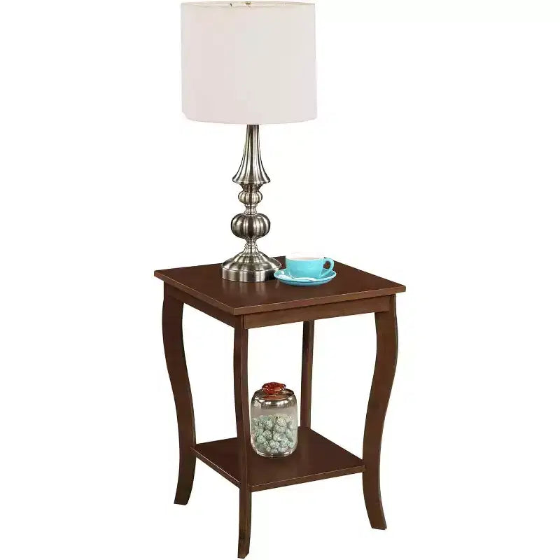 Tavolino con Piano Quadrato in Legno Nero / Espresso / Bianco – 1 Pezzo