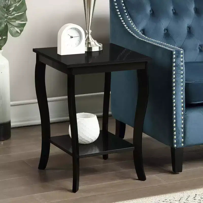 Tavolino con Piano Quadrato in Legno Nero / Espresso / Bianco – 1 Pezzo