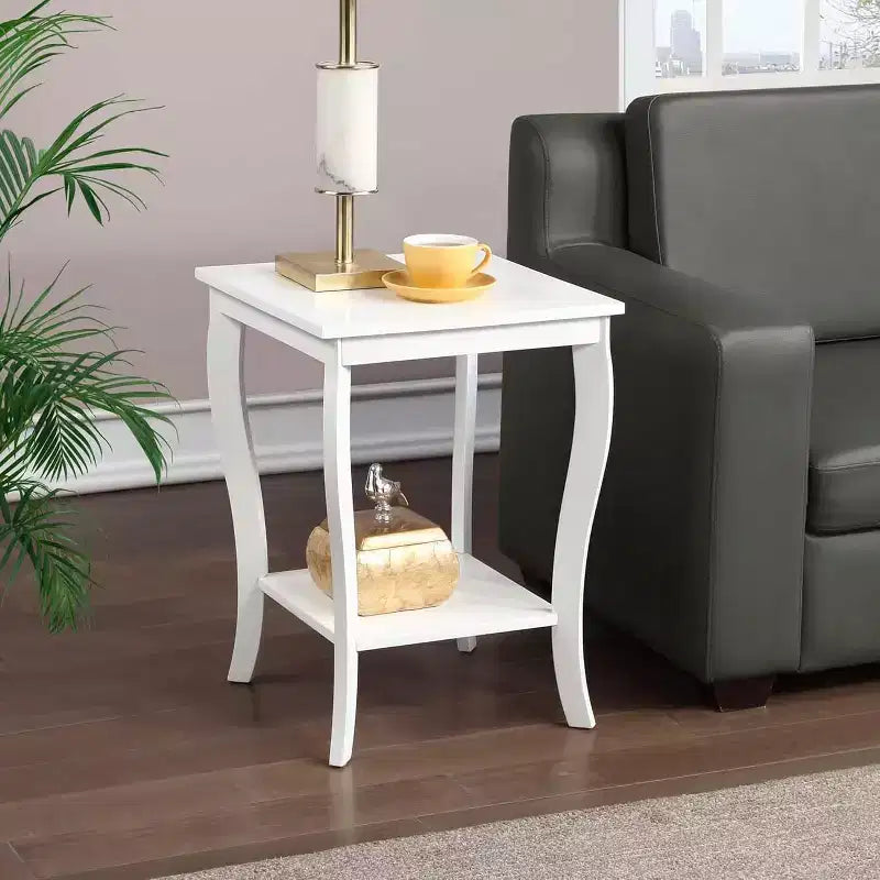 Tavolino con Piano Quadrato in Legno Nero / Espresso / Bianco – 1 Pezzo
