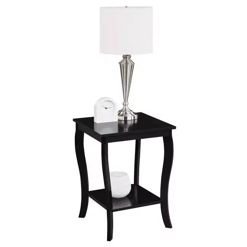 Tavolino con Piano Quadrato in Legno Nero / Espresso / Bianco – 1 Pezzo