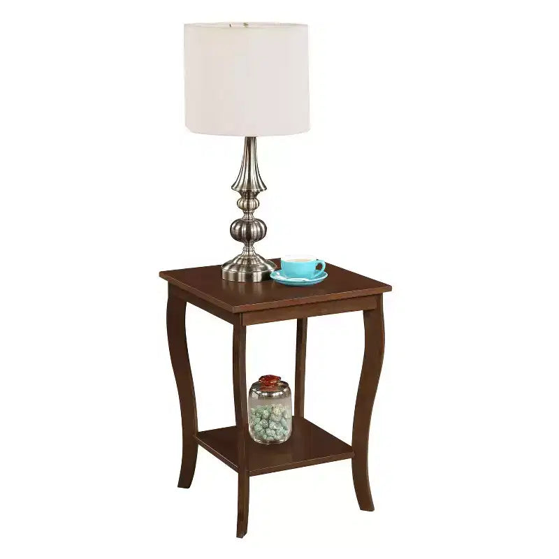 Tavolino con Piano Quadrato in Legno Nero / Espresso / Bianco – 1 Pezzo