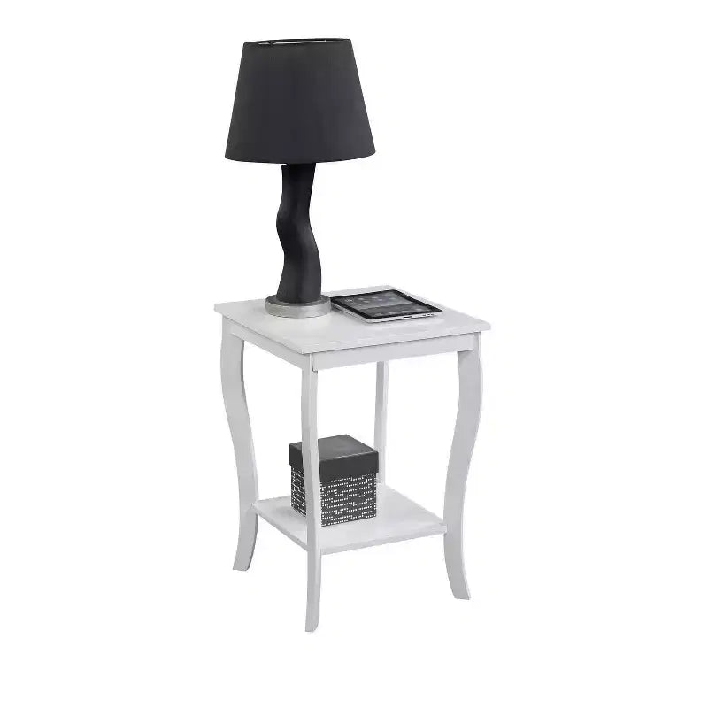 Tavolino con Piano Quadrato in Legno Nero / Espresso / Bianco – 1 Pezzo