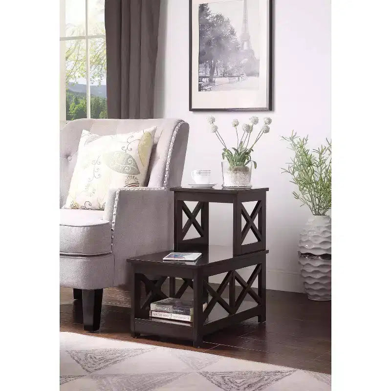 Tavolino Rettangolare in Legno Nero/Espresso/Bianco, Montaggio da 1 Persona, 1 Pezzo