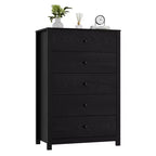 Comò a 5 cassetti – Stile moderno, giallo mandorla / nero / avorio chiaro / bianco, montaggio per 1 persona
