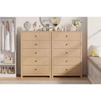 Comò a 5 cassetti – Stile moderno, giallo mandorla / nero / avorio chiaro / bianco, montaggio per 1 persona