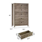 Comò a 5 cassetti – Stile moderno, giallo mandorla / nero / avorio chiaro / bianco, montaggio per 1 persona