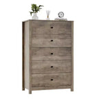 Comò a 5 cassetti – Stile moderno, giallo mandorla / nero / avorio chiaro / bianco, montaggio per 1 persona
