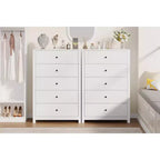 Comò a 5 cassetti – Stile moderno, giallo mandorla / nero / avorio chiaro / bianco, montaggio per 1 persona