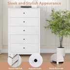 Comò a 5 cassetti – Stile moderno, giallo mandorla / nero / avorio chiaro / bianco, montaggio per 1 persona