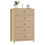 Comò a 5 cassetti – Stile moderno, giallo mandorla / nero / avorio chiaro / bianco, montaggio per 1 persona