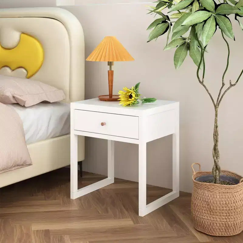 Comodino Rettangolare Bianco, Singolo