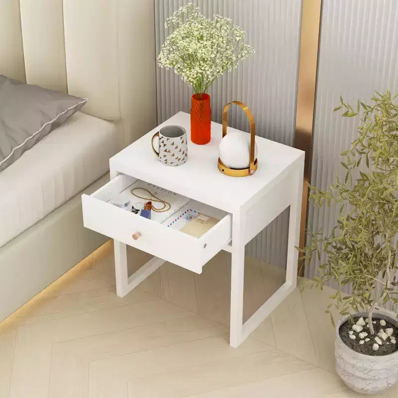 Comodino Rettangolare Bianco, Singolo