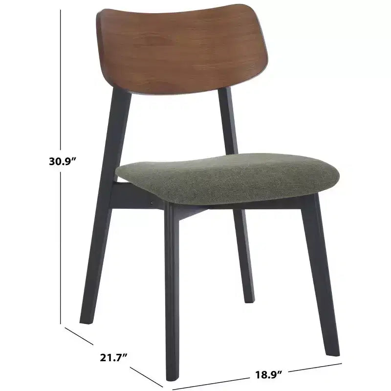 Set di 2 sedie da pranzo in legno, telaio in legno massello, sedile imbottito, stile mid-century