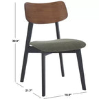 Set di 2 sedie da pranzo in legno, telaio in legno massello, sedile imbottito, stile mid-century