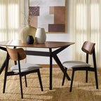 Set di 2 sedie da pranzo in legno, telaio in legno massello, sedile imbottito, stile mid-century