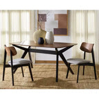 Set di 2 sedie da pranzo in legno, telaio in legno massello, sedile imbottito, stile mid-century