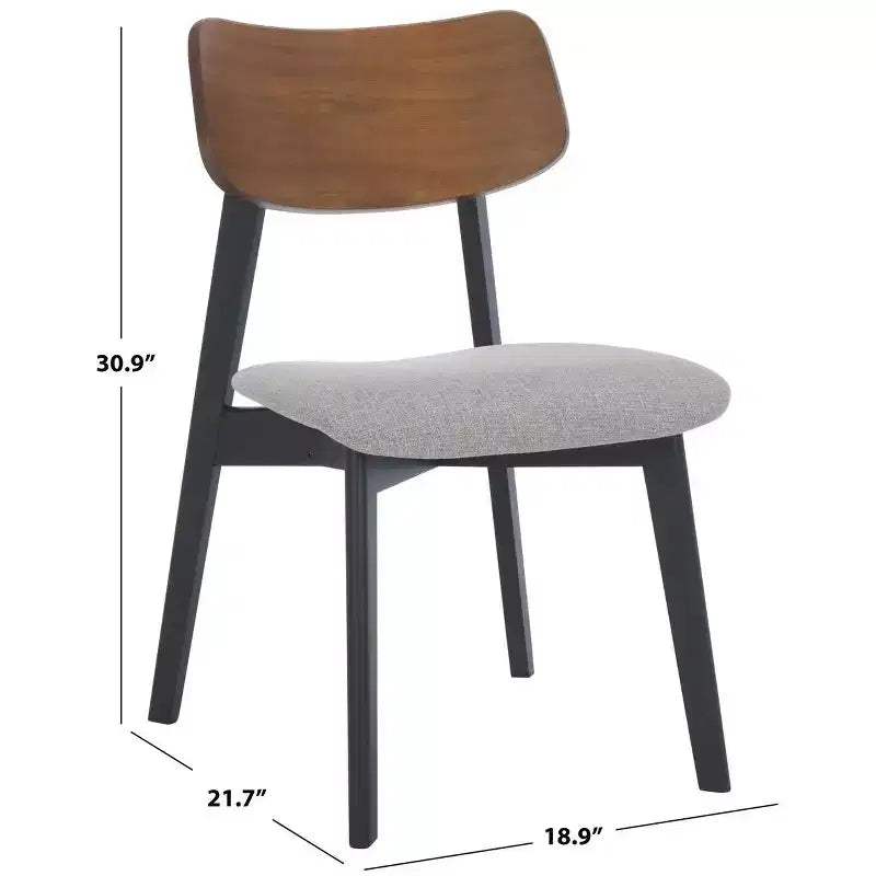 Set di 2 sedie da pranzo in legno, telaio in legno massello, sedile imbottito, stile mid-century