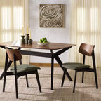 Set di 2 sedie da pranzo in legno, telaio in legno massello, sedile imbottito, stile mid-century