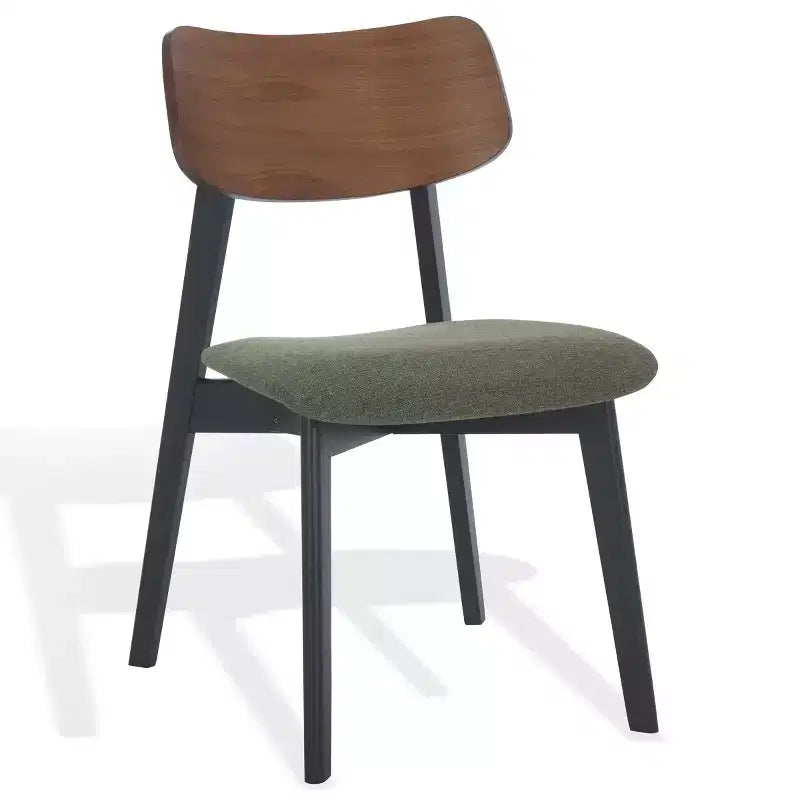 Set di 2 sedie da pranzo in legno, telaio in legno massello, sedile imbottito, stile mid-century