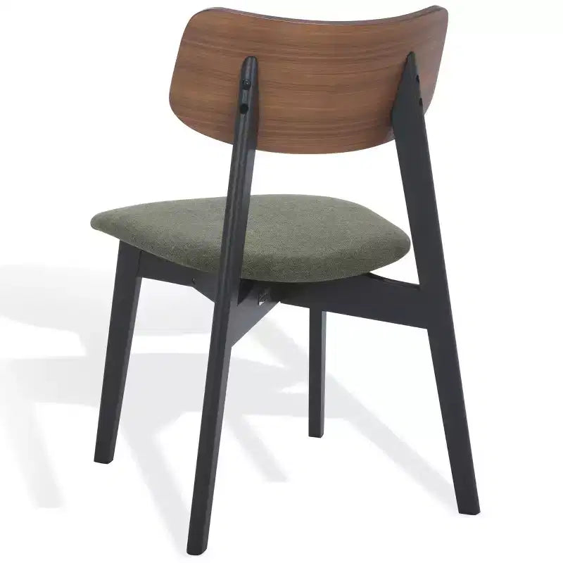 Set di 2 sedie da pranzo in legno, telaio in legno massello, sedile imbottito, stile mid-century