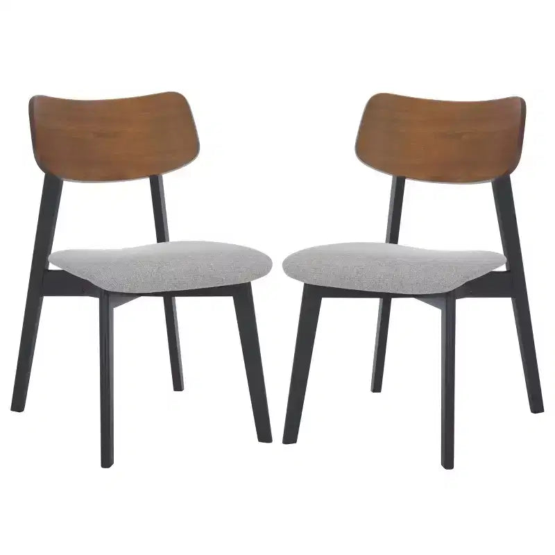 Set di 2 sedie da pranzo in legno, telaio in legno massello, sedile imbottito, stile mid-century