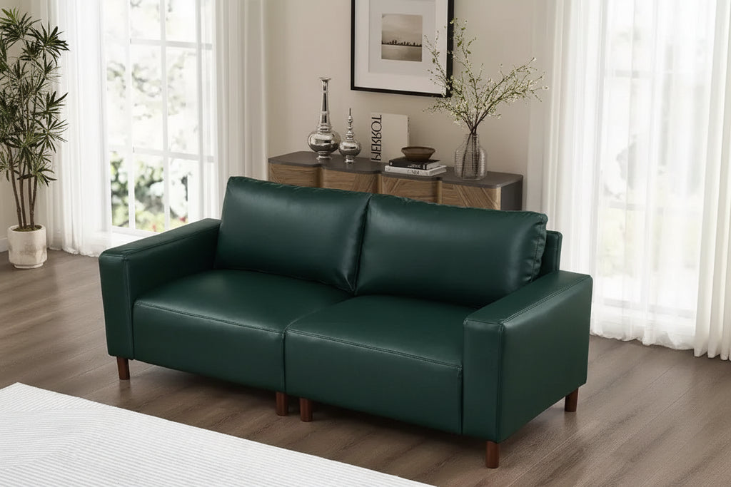 GDFStudio Melvin 78.5 Mid-Century Modern Faux Leather Upholstered Loveseat