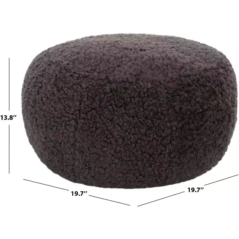 Pouf rotondo Gracelina crema - Capacità 125 kg, 100% poliestere, Prodotto negli USA