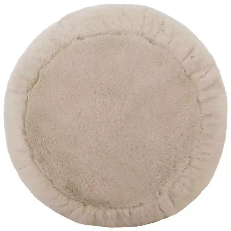Pouf rotondo Gracelina crema - Capacità 125 kg, 100% poliestere, Prodotto negli USA