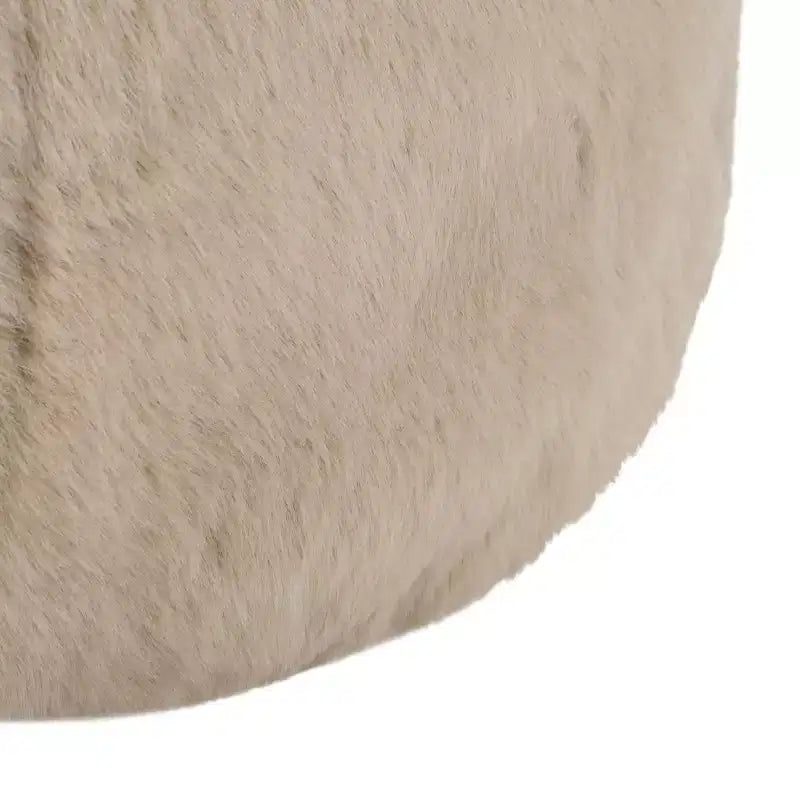 Pouf rotondo Gracelina crema - Capacità 125 kg, 100% poliestere, Prodotto negli USA