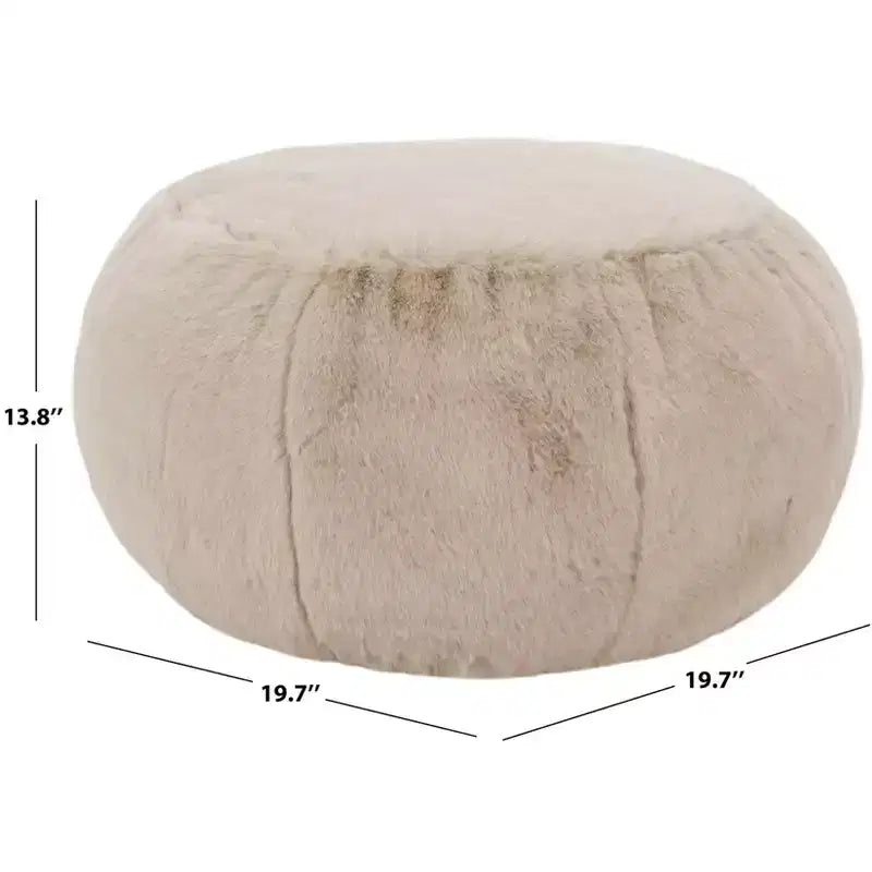 Pouf rotondo Gracelina crema - Capacità 125 kg, 100% poliestere, Prodotto negli USA