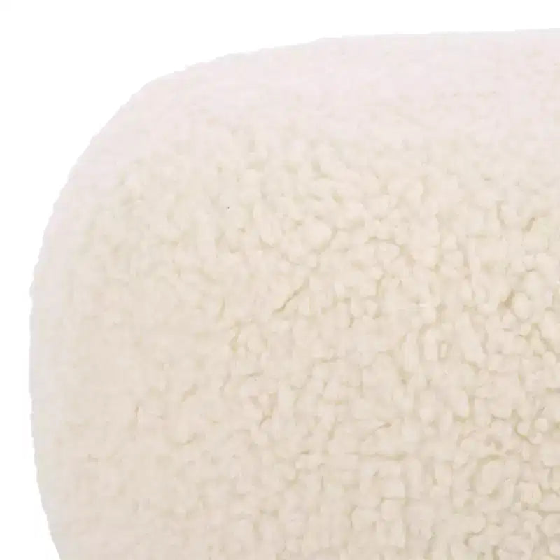Pouf rotondo Gracelina crema - Capacità 125 kg, 100% poliestere, Prodotto negli USA