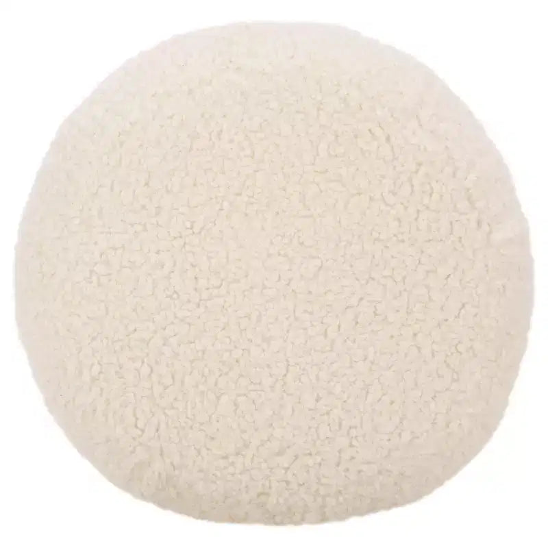 Pouf rotondo Gracelina crema - Capacità 125 kg, 100% poliestere, Prodotto negli USA