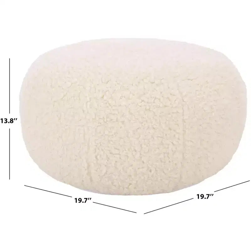 Pouf rotondo Gracelina crema - Capacità 125 kg, 100% poliestere, Prodotto negli USA
