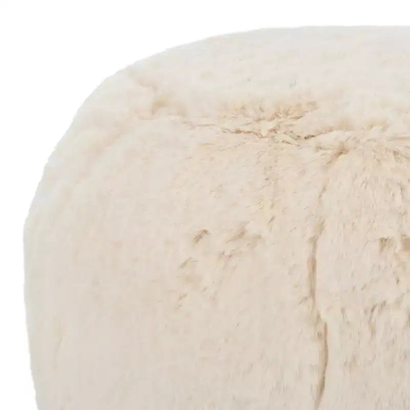 Pouf rotondo Gracelina crema - Capacità 125 kg, 100% poliestere, Prodotto negli USA