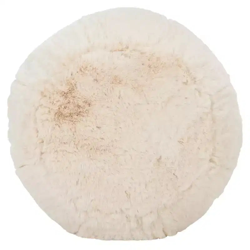 Pouf rotondo Gracelina crema - Capacità 125 kg, 100% poliestere, Prodotto negli USA