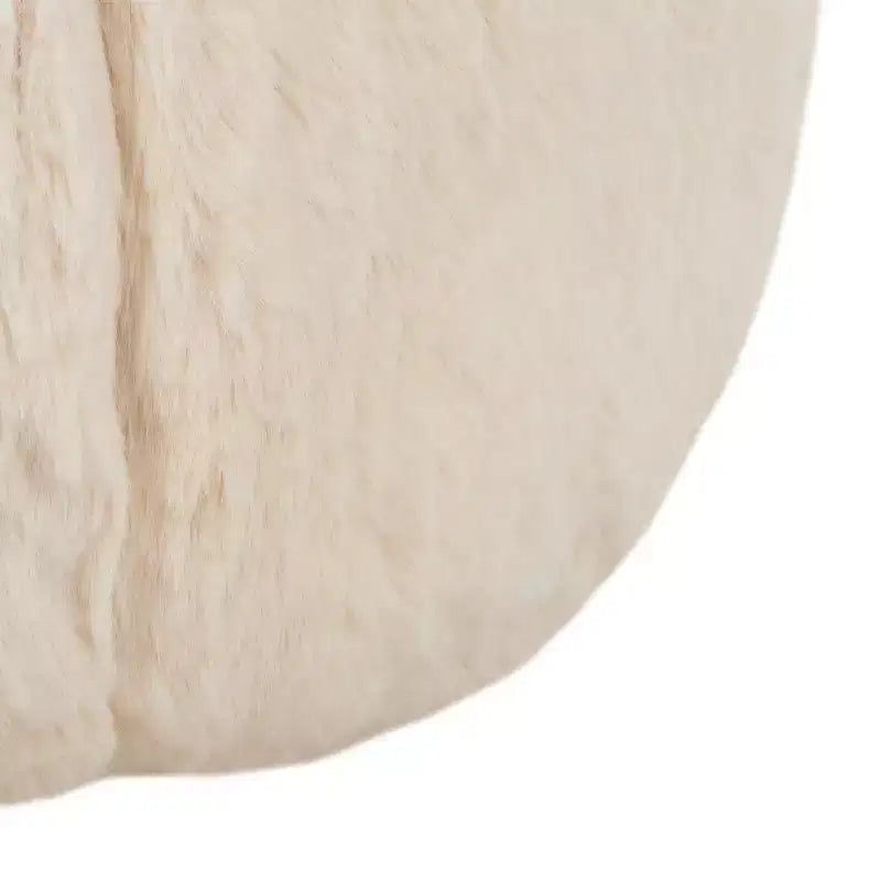 Pouf rotondo Gracelina crema - Capacità 125 kg, 100% poliestere, Prodotto negli USA