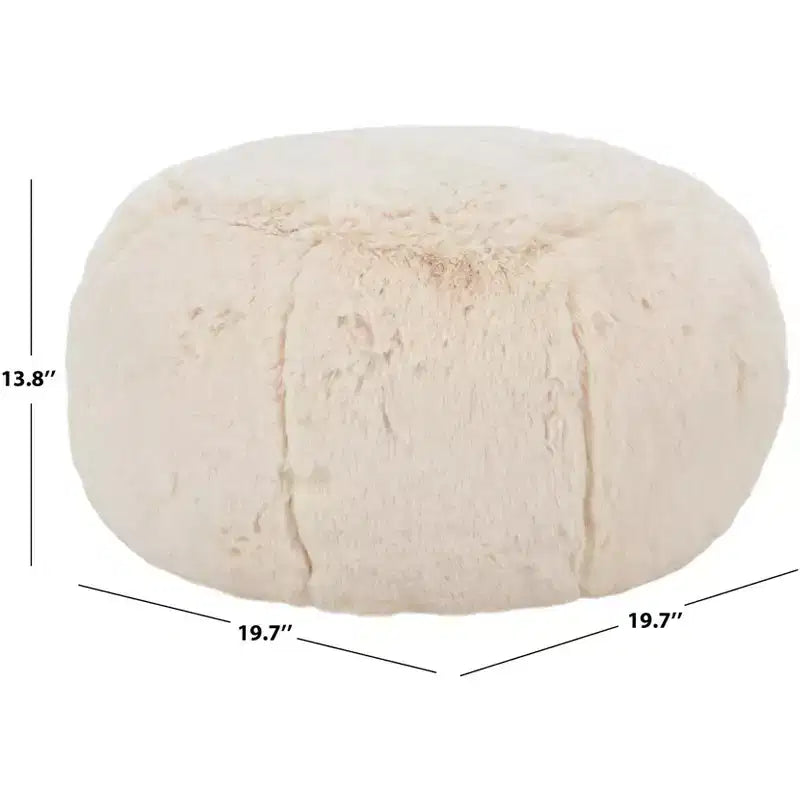 Pouf rotondo Gracelina crema - Capacità 125 kg, 100% poliestere, Prodotto negli USA
