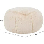 Pouf rotondo Gracelina crema - Capacità 125 kg, 100% poliestere, Prodotto negli USA