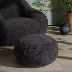 Pouf rotondo Gracelina crema - Capacità 125 kg, 100% poliestere, Prodotto negli USA