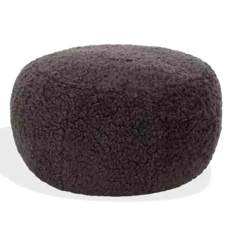 Pouf rotondo Gracelina crema - Capacità 125 kg, 100% poliestere, Prodotto negli USA