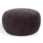 Pouf rotondo Gracelina crema - Capacità 125 kg, 100% poliestere, Prodotto negli USA