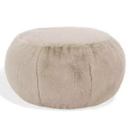 Pouf rotondo Gracelina crema - Capacità 125 kg, 100% poliestere, Prodotto negli USA